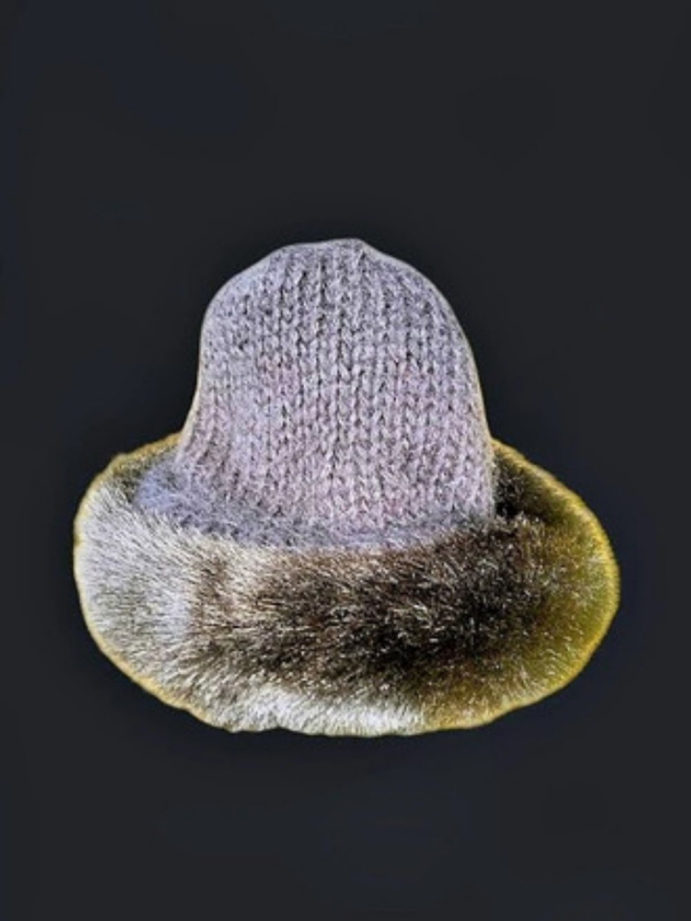 Blue & Black Faux Fur Hat Like New